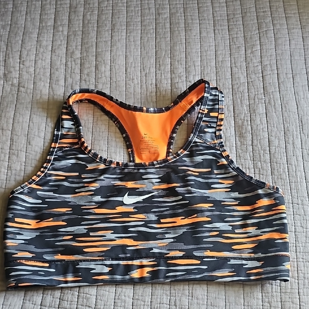 Nike Women's Orange and Black Sports Bra